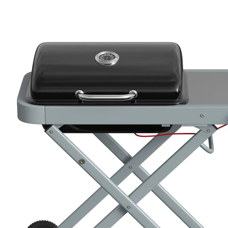 Outsunny Barbacoa De Gas Plegable Con Quemador 2,5 Kw Con Ruedas Mesa Lateral