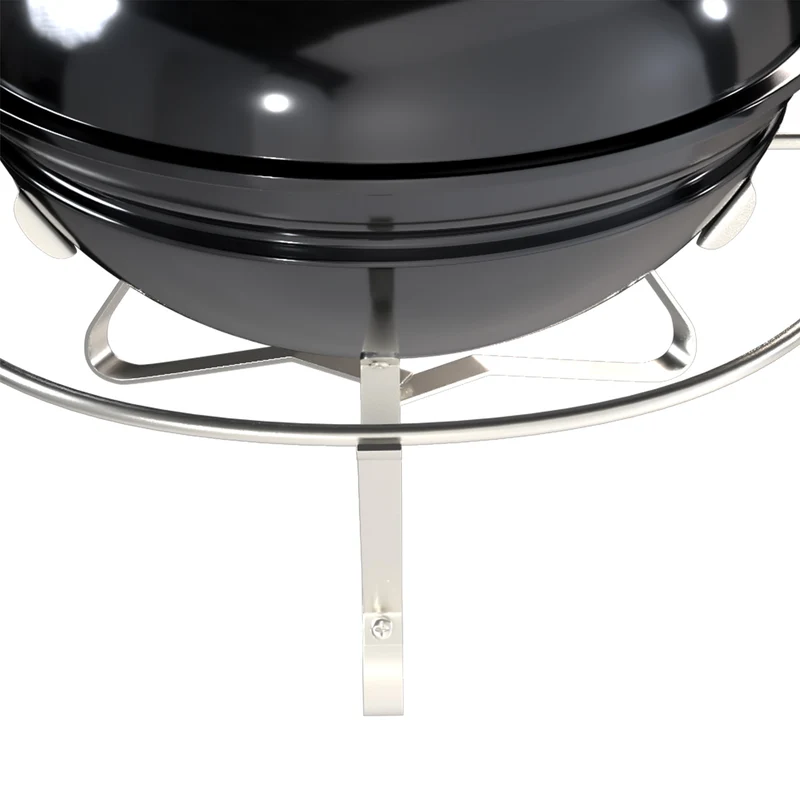 Outsunny Barbacoa De Carbón Portátil Redonda Con Rejilla Tapa Con Soporte Negro
