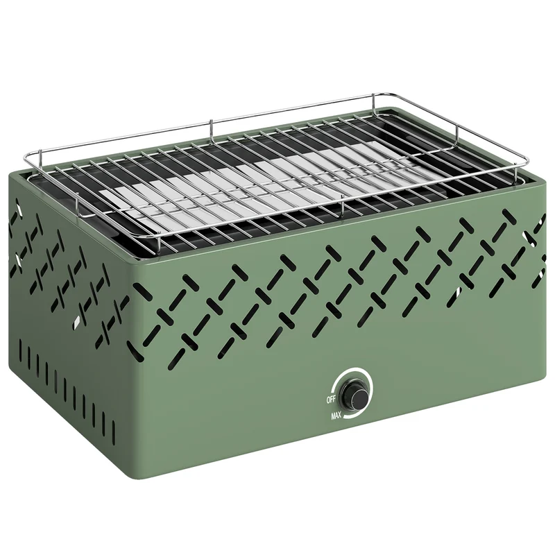 Outsunny Barbacoa De Carbón Con Ventilador Integrado 45,5x29x21 Cm Verde Claro