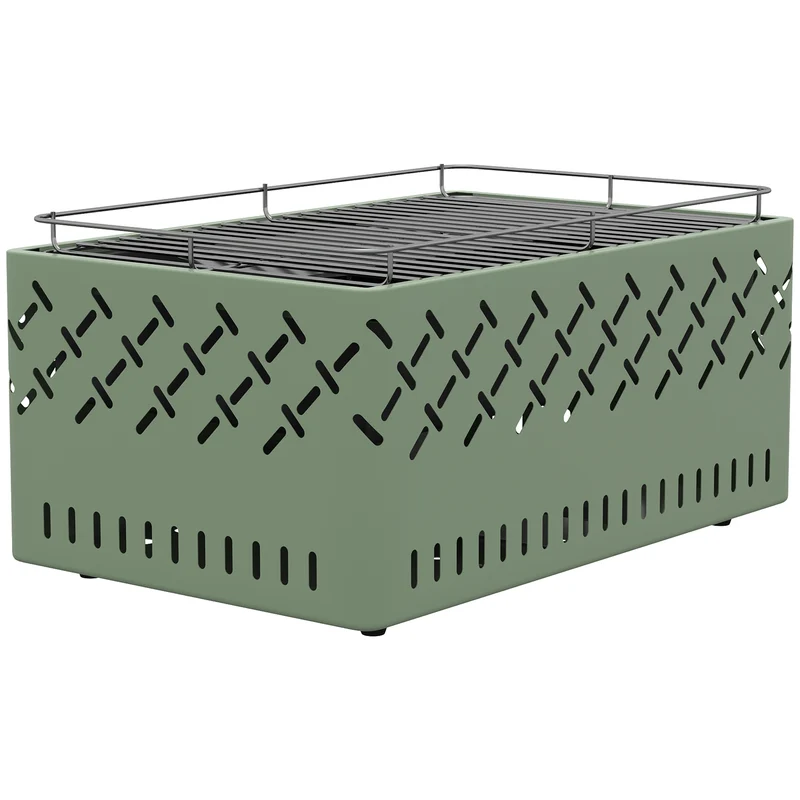 Outsunny Barbacoa De Carbón Con Ventilador Integrado 45,5x29x21 Cm Verde Claro