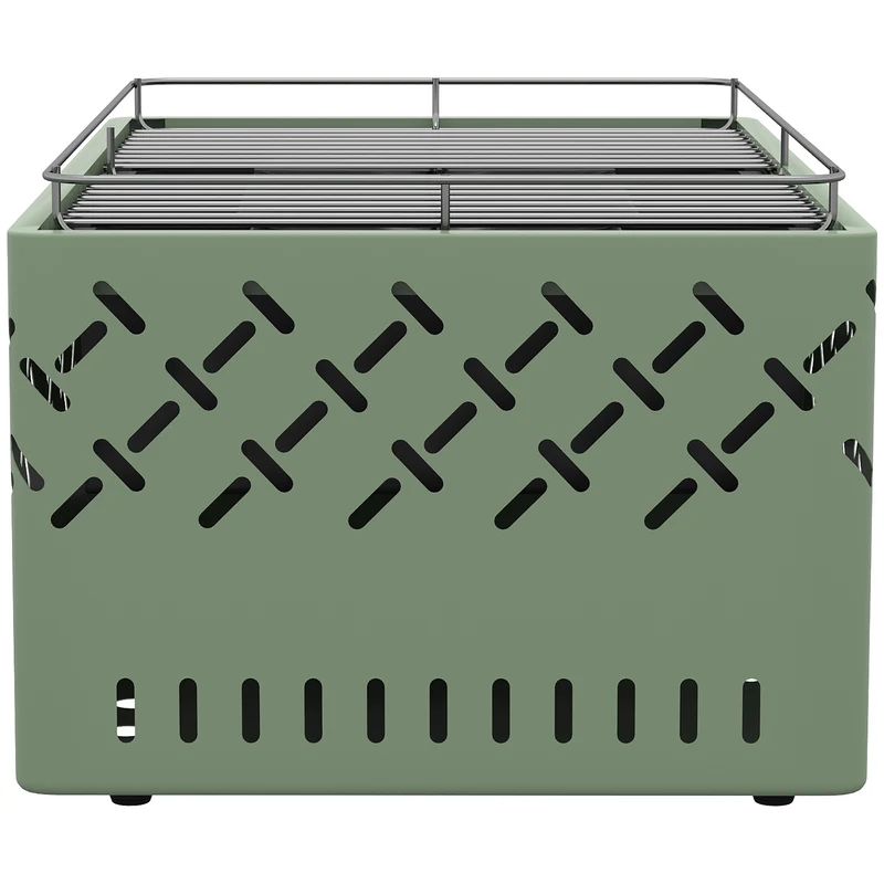 Outsunny Barbacoa De Carbón Con Ventilador Integrado 45,5x29x21 Cm Verde Claro