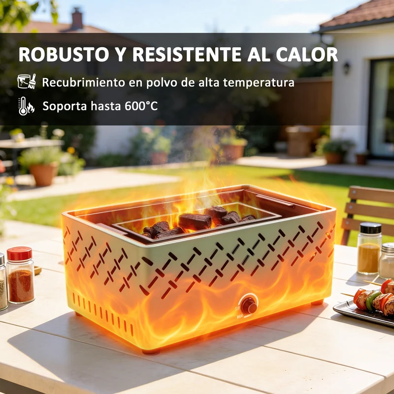 Outsunny Barbacoa De Carbón Con Ventilador Integrado 45,5x29x21 Cm Verde Claro
