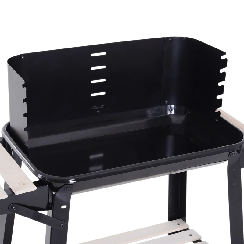 Outsunny Barbacoa Carbón Altura Parrillas Ajustable Estantes Ruedas 83x46x87 Cm