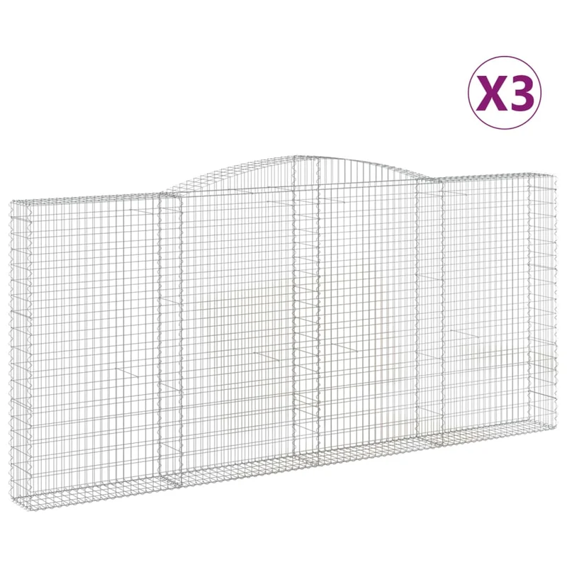 Cestas De Gaviones 3 Uds Forma De Arco Hierro 400x30x180/200 Cm