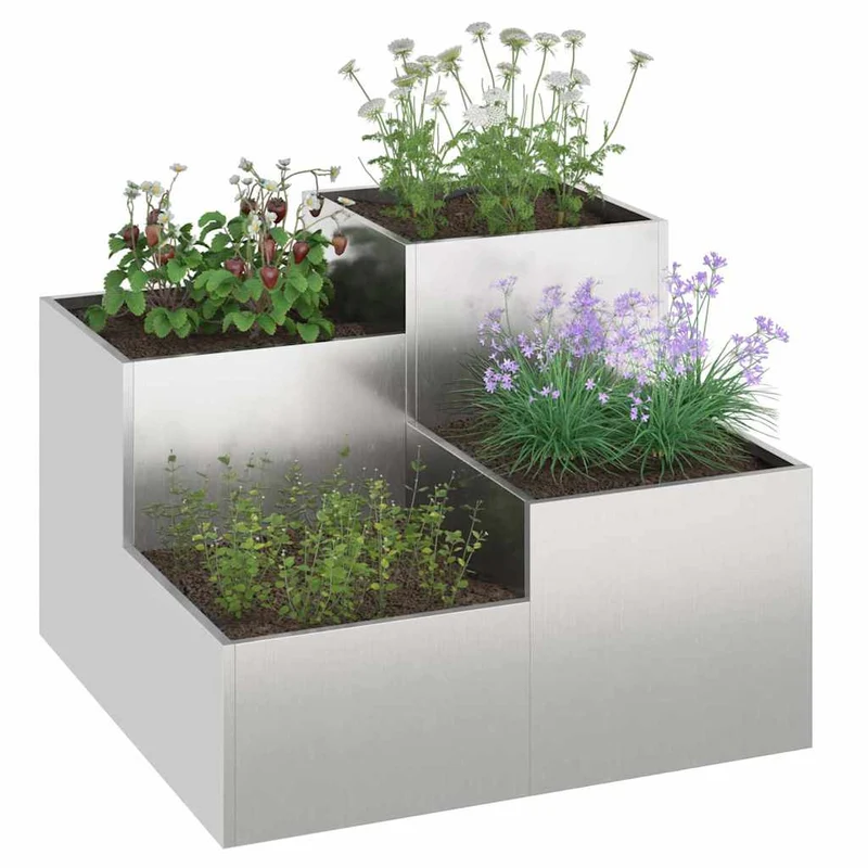 Maceta Para Jardín Plateado 100 X 100 X 60 Cm Acero Inoxidable