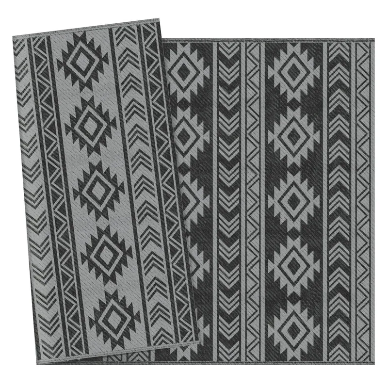 Outsunny Alfombra De Exterior 182x274 Cm Impermeable Anti-uv Negro Y Gris