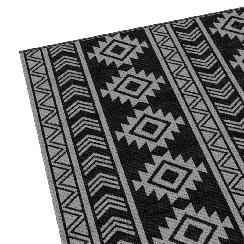 Outsunny Alfombra De Exterior 182x274 Cm Impermeable Anti-uv Negro Y Gris