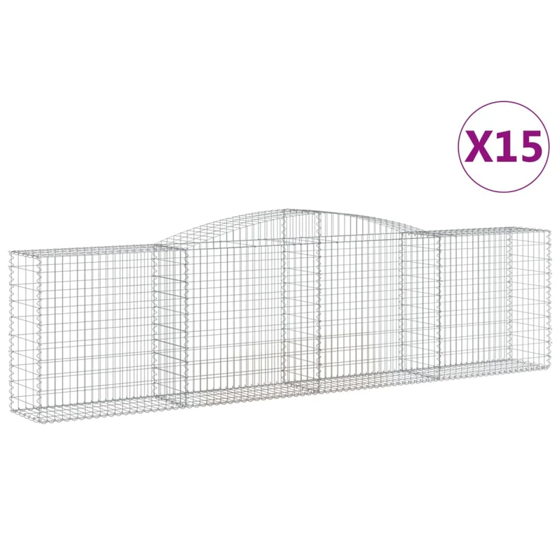 Cestas De Gaviones 15 Uds Forma De Arco Hierro 400x50x100/120cm