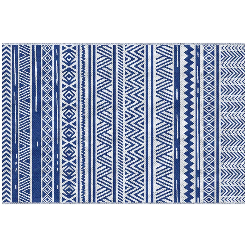 Outsunny Alfombra De Exterior 182x274 Cm Estilo Moderno Azul Oscuro Y Blanco