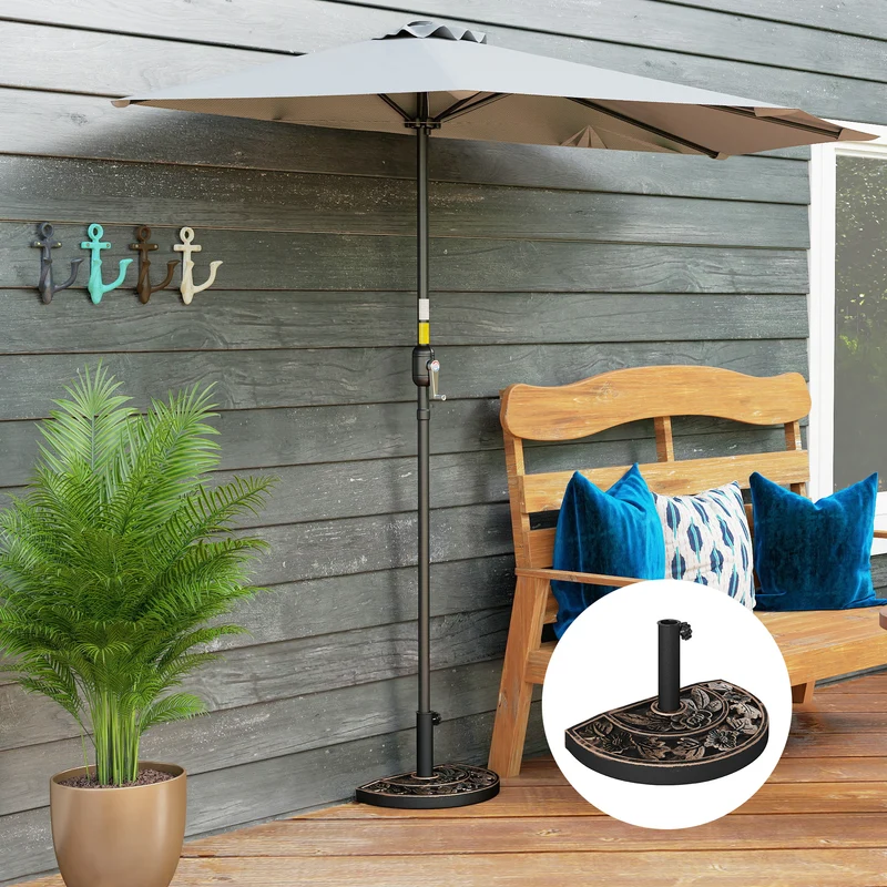 Outsunny Base De Sombrilla Peso 9 Kg En Forma De Semicírculo 50x31x32 Cm Bronce