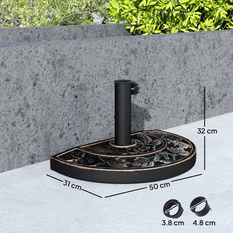 Outsunny Base De Sombrilla Peso 9 Kg En Forma De Semicírculo 50x31x32 Cm Bronce
