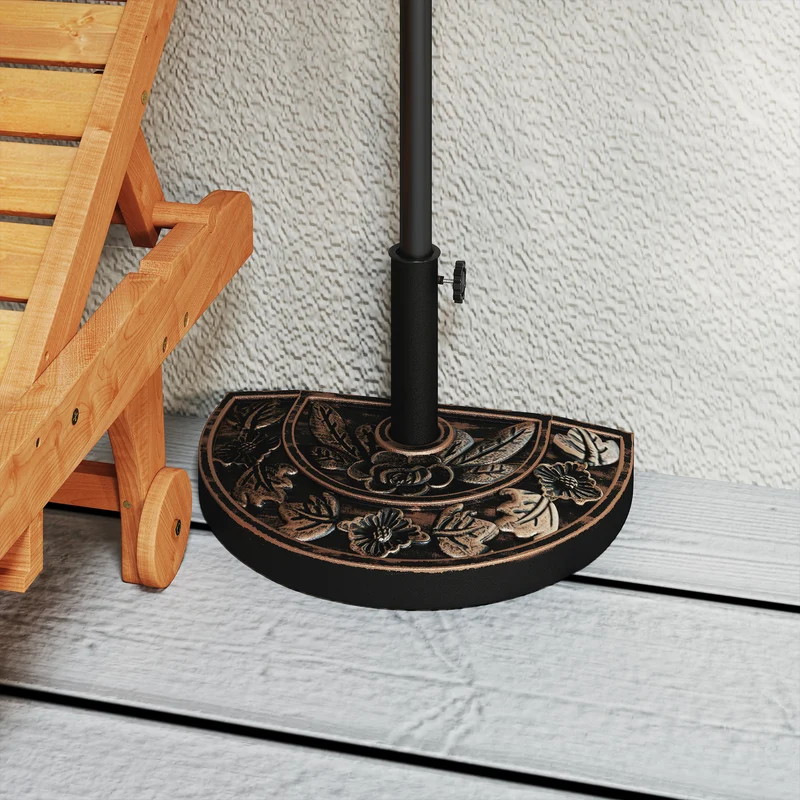 Outsunny Base De Sombrilla Peso 9 Kg En Forma De Semicírculo 50x31x32 Cm Bronce