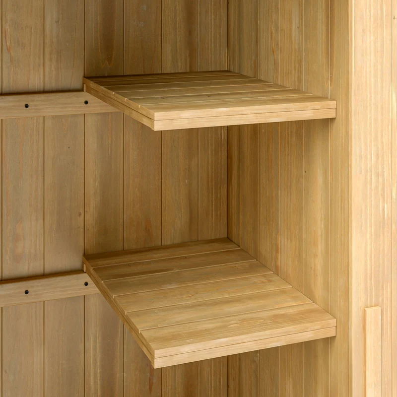 Outsunny Caseta Jardín Exterior De Madera 77,5x54,2x179,5 Cm 0,3 M² Con Estantes