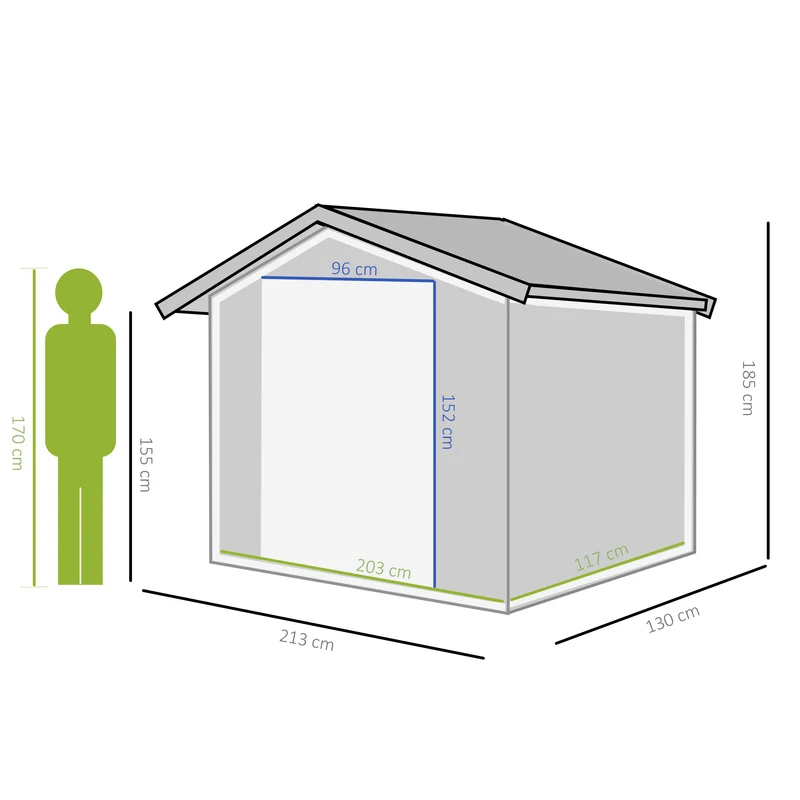 Outsunny Caseta De Jardín Exterior 2,42 M² 213x130x185 Cm Con Puerta Corredera