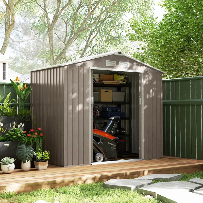 Outsunny Caseta De Jardín Exterior 2,42 M² 213x130x185 Cm Con Puerta Corredera