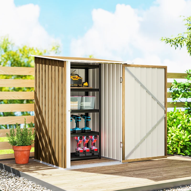 Outsunny Cobertizo De Jardín De Exterior 0,92 M² 100x103x160 Cm Marrón Claro