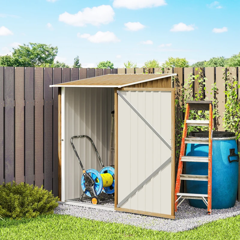 Outsunny Cobertizo De Jardín De Exterior 0,92 M² 100x103x160 Cm Marrón Claro