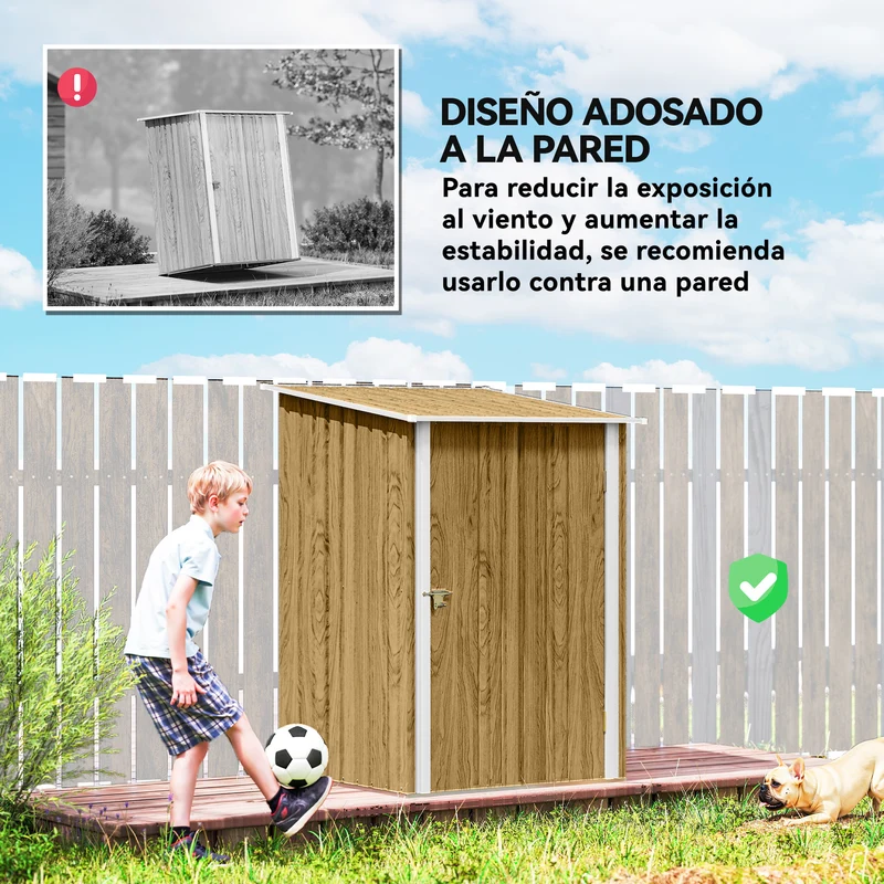 Outsunny Cobertizo De Jardín De Exterior 0,92 M² 100x103x160 Cm Marrón Claro