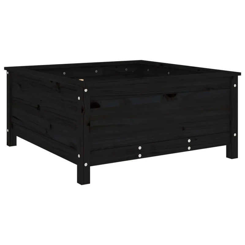 Jardinera Madera Maciza De Pino Negro 82,5x82,5x39 Cm