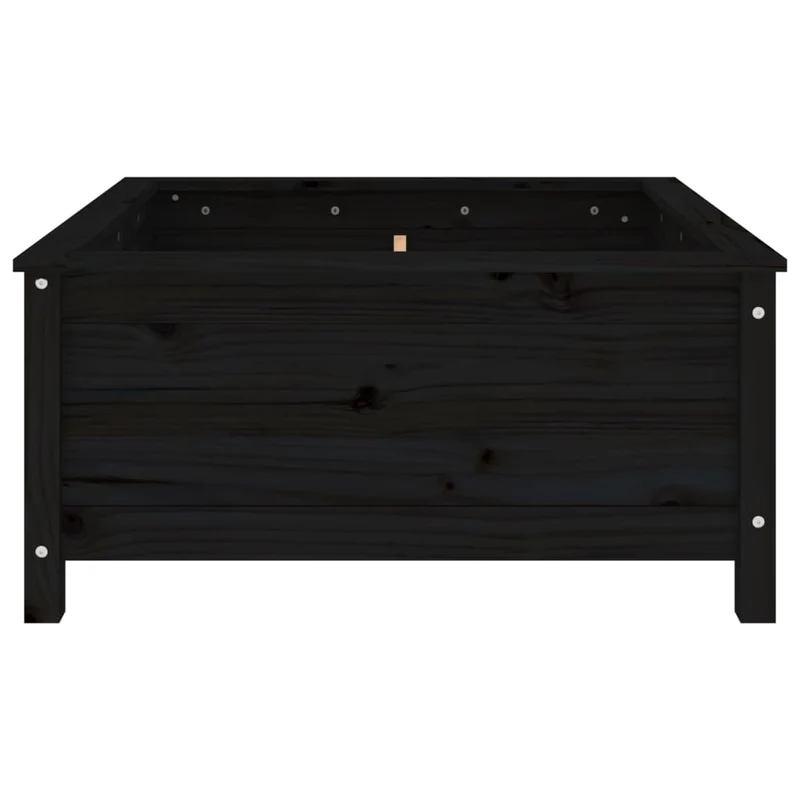 Jardinera Madera Maciza De Pino Negro 82,5x82,5x39 Cm
