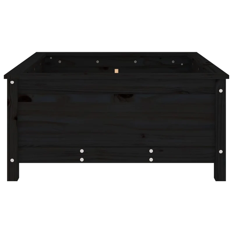 Jardinera Madera Maciza De Pino Negro 82,5x82,5x39 Cm