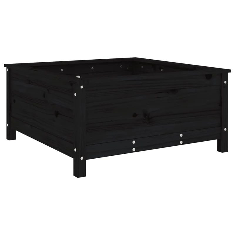 Jardinera Madera Maciza De Pino Negro 82,5x82,5x39 Cm