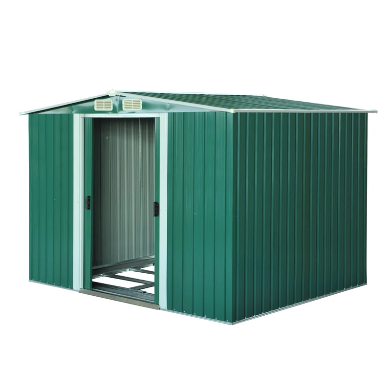 Outsunny Cobertizo De Jardín 258x206x178cm 5,3m² Metálico Con Puertas Correderas