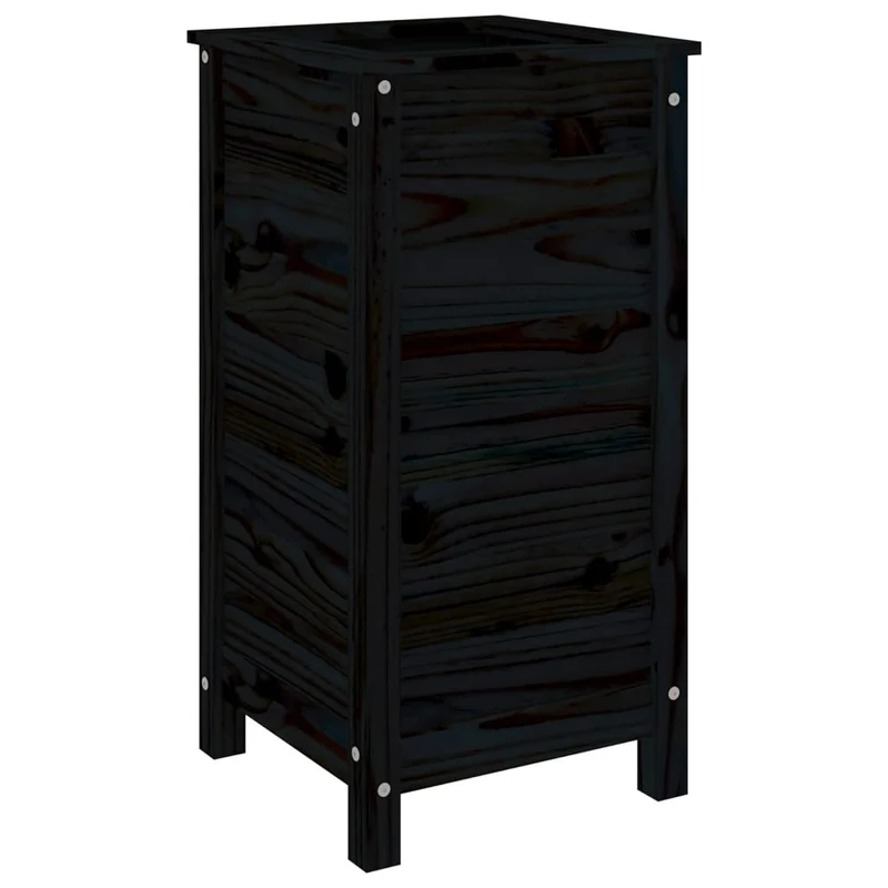Jardinera Madera Maciza De Pino Negro 40x40x78 Cm