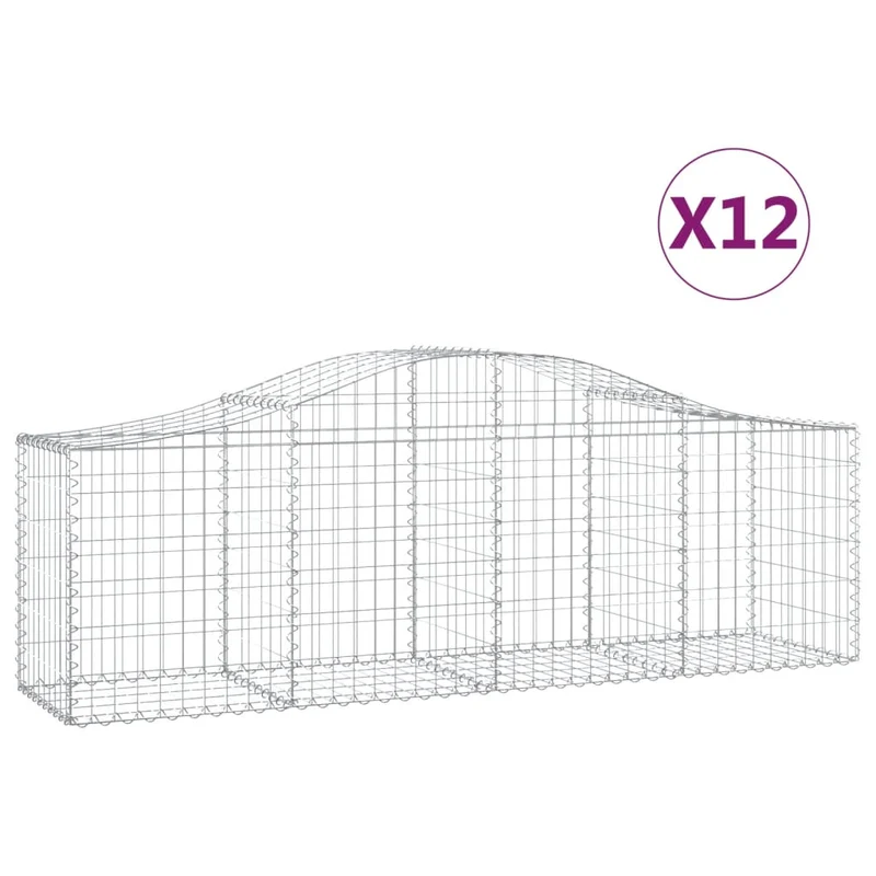 Cestas De Gaviones 12 Uds Forma De Arco Hierro 200x50x60/80 Cm