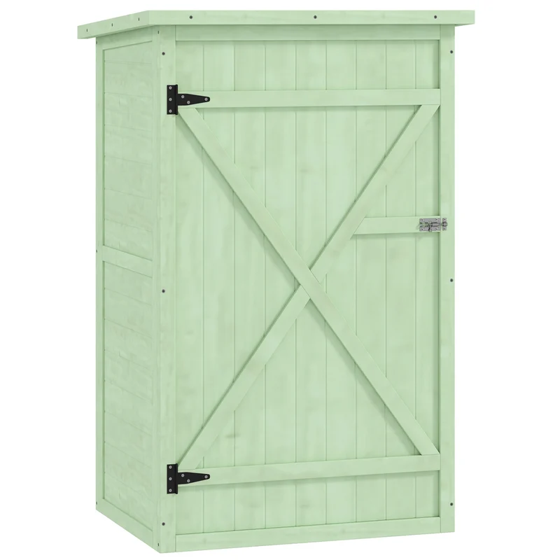 Outsunny Caseta De Jardín De Madera 75x56x115 Cm Con 3 Estantes Puerta Pestillo