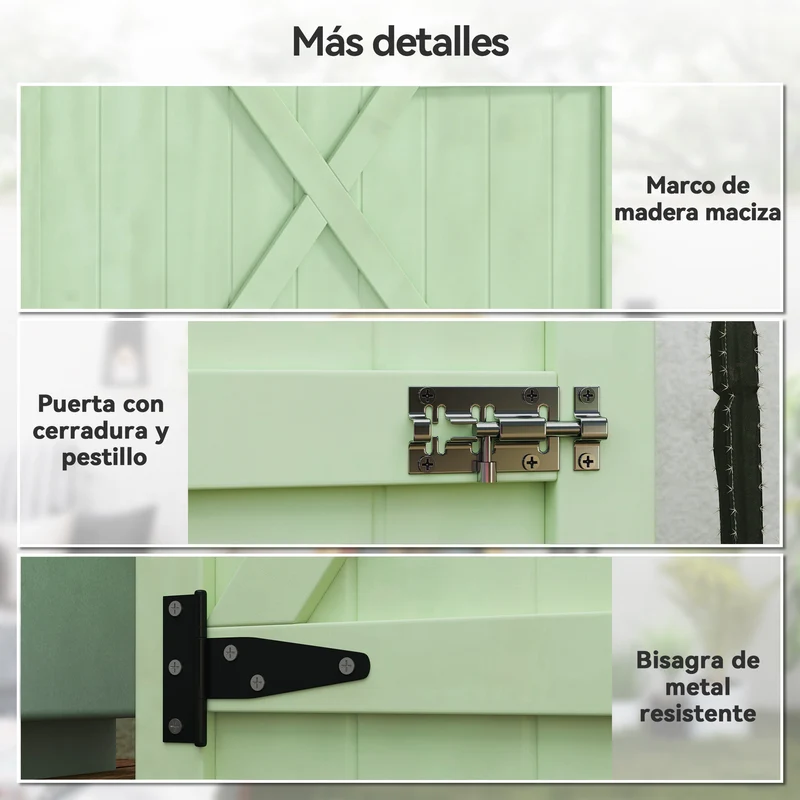 Outsunny Caseta De Jardín De Madera 75x56x115 Cm Con 3 Estantes Puerta Pestillo