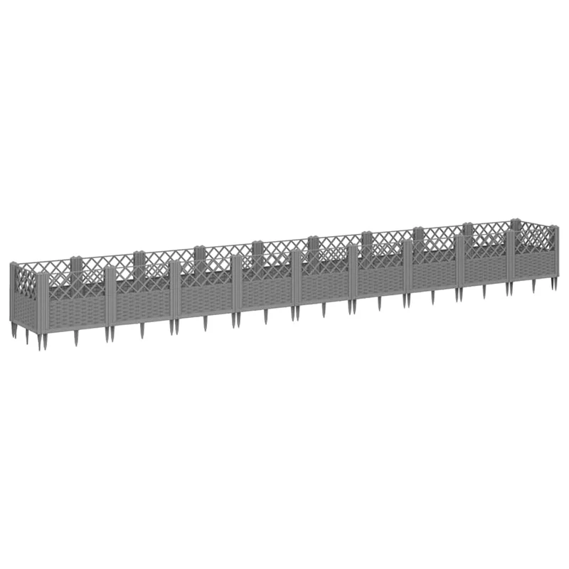 Jardinera Con Clavijas Pp Gris Claro 363,5x43,5x43,5 Cm
