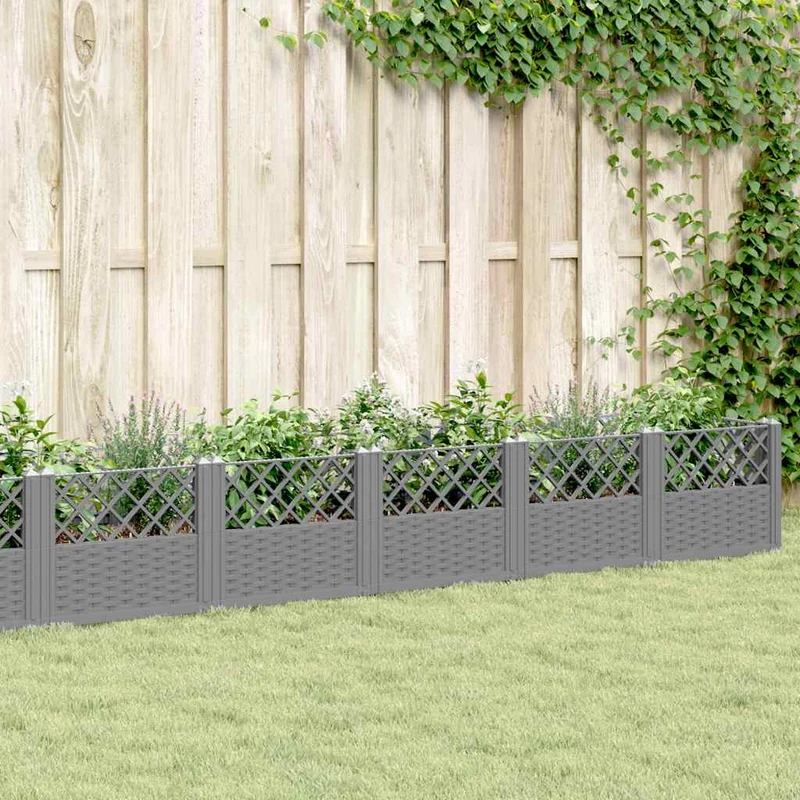 Jardinera Con Clavijas Pp Gris Claro 363,5x43,5x43,5 Cm