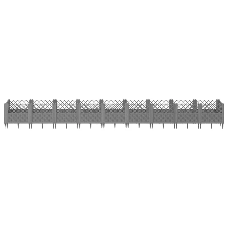 Jardinera Con Clavijas Pp Gris Claro 363,5x43,5x43,5 Cm