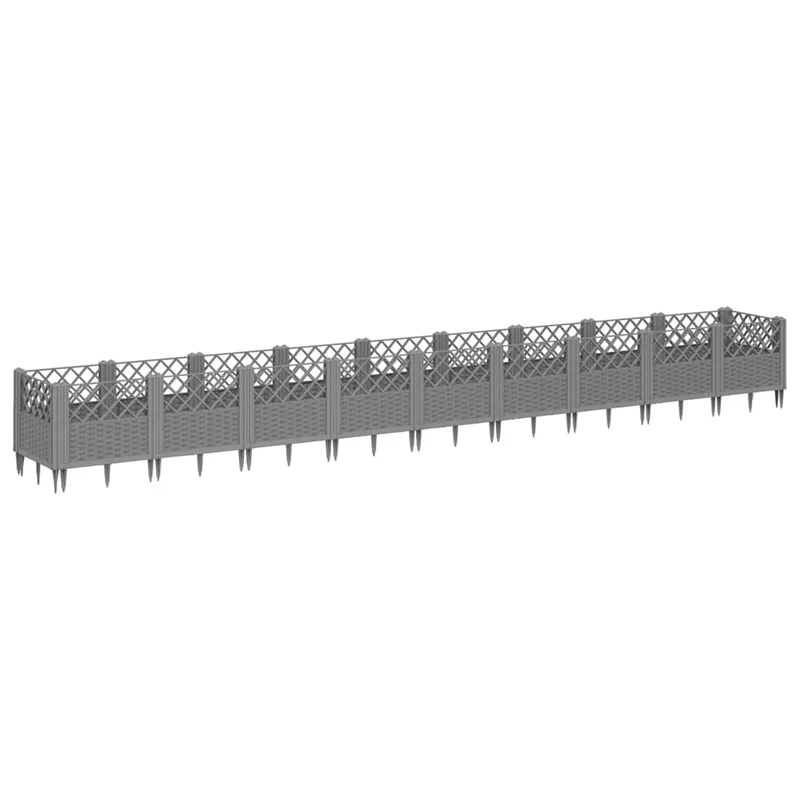 Jardinera Con Clavijas Pp Gris Claro 363,5x43,5x43,5 Cm