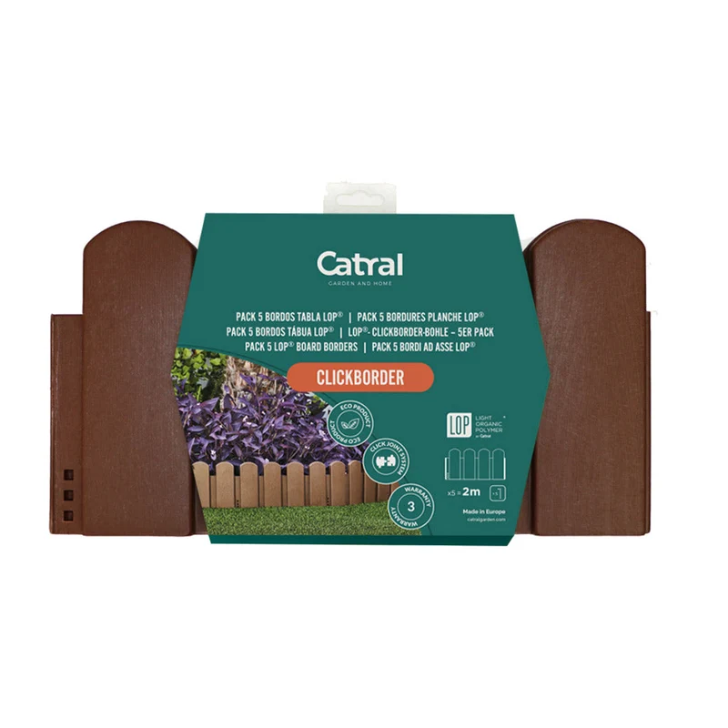 Pack 5 Bordos Tabla Clickborder Lop Marrón Para Jardín - 0,4x0,2 M - Multicolor