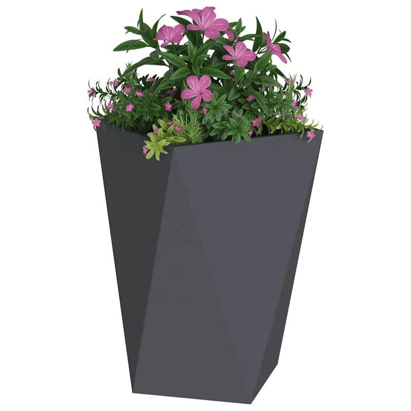 Jardinera 2 Uds. Antracita 50 X 50 X 75 Cm Acero