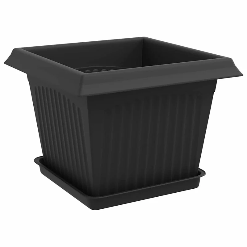 Macetas 24 Uds. Negro Plástico