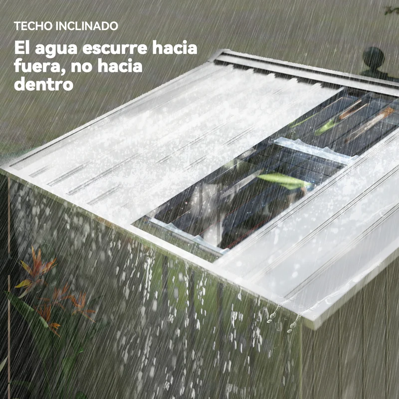 Outsunny Caseta De Jardín 213x130x185 Cm Con 2 Puertas Correderas Y 4 Ventanas