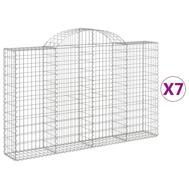 Cestas De Gaviones 7 Uds Forma De Arco Hierro 200x30x120/140 Cm