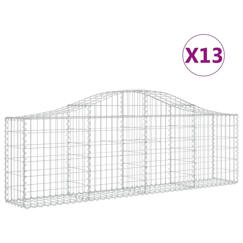 Cestas De Gaviones 13 Uds Forma De Arco Hierro 200x30x60/80 Cm