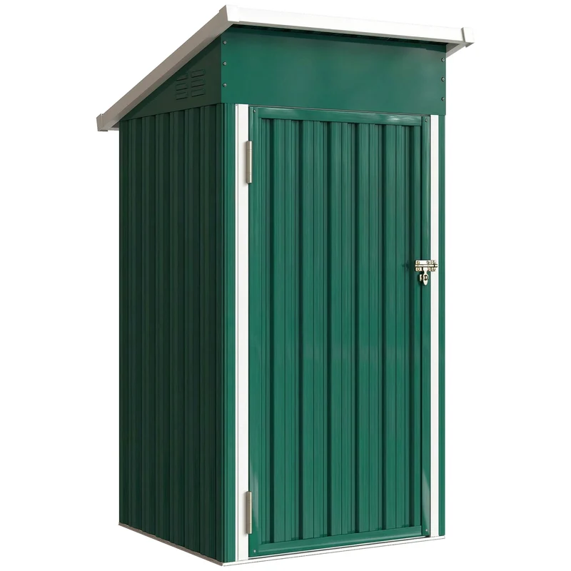 Outsunny Caseta De Jardín Exterior 107,5x91x185 Cm Puerta Con Cerradura Verde