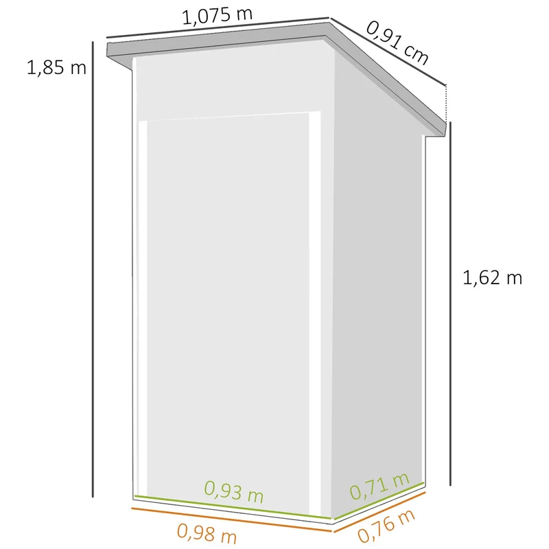 Outsunny Caseta De Jardín Exterior 107,5x91x185 Cm Puerta Con Cerradura Verde