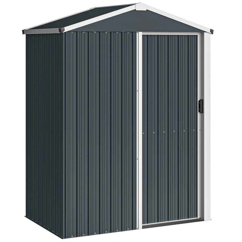 Outsunny Caseta De Jardín Exterior 1,1 M² 136x87x176 Cm Puerta Corredera Gris