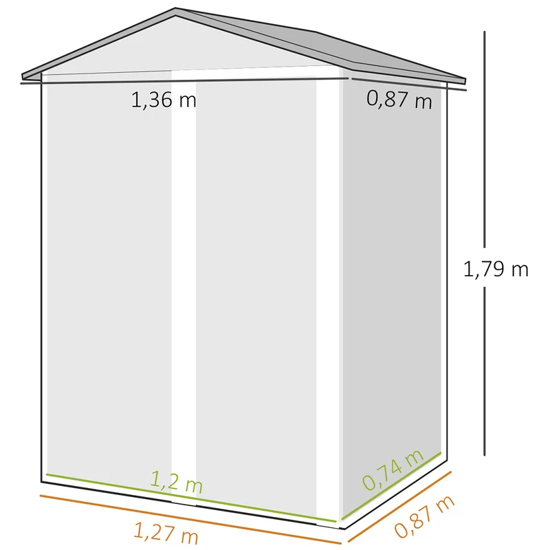 Outsunny Caseta De Jardín Exterior 1,1 M² 136x87x176 Cm Puerta Corredera Gris