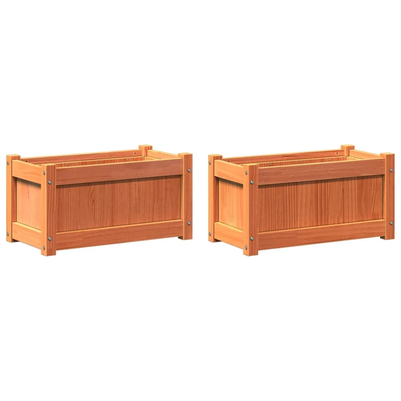 Jardineras De Exterior 2 Uds Madera Maciza De Pino Marrón Cera