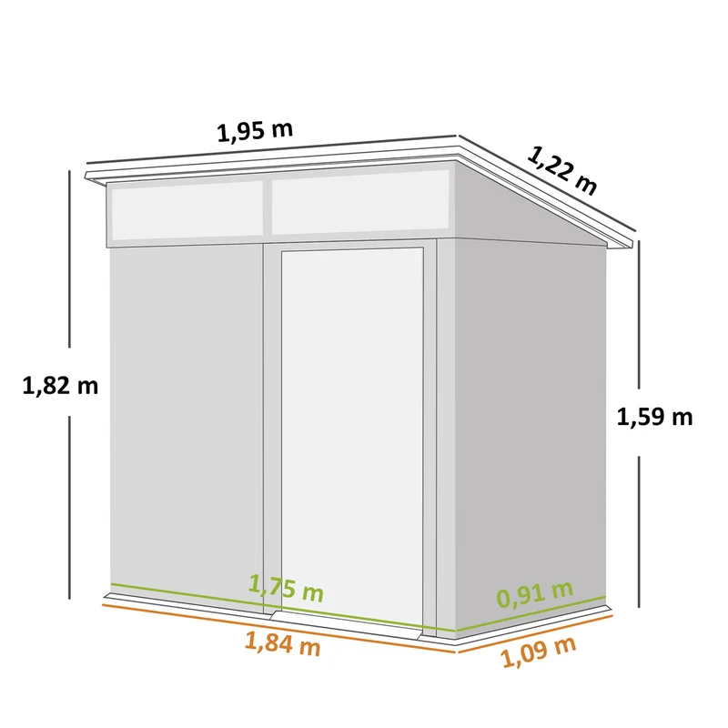 Outsunny Caseta De Jardín Exterior 1,9m² 195x122x182 Cm Con Base Refuerzo Marrón