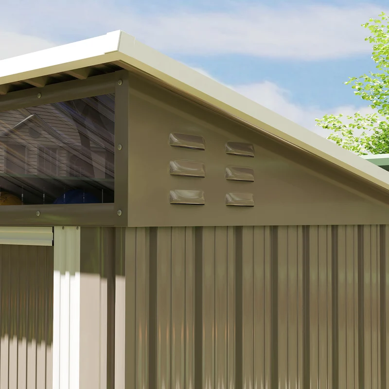 Outsunny Caseta De Jardín Exterior 1,9m² 195x122x182 Cm Con Base Refuerzo Marrón