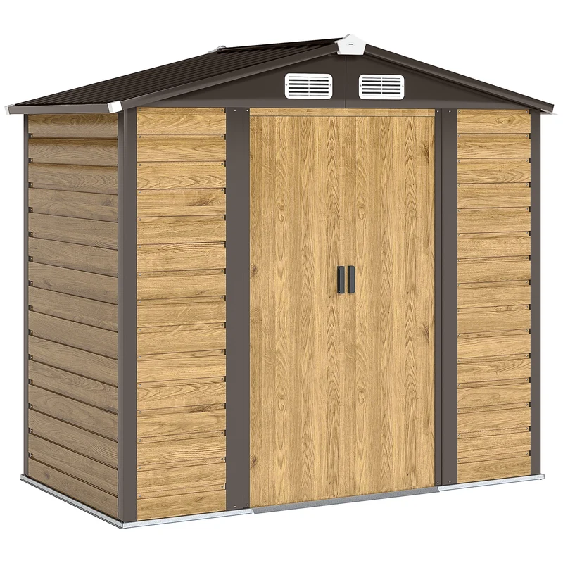 Outsunny Caseta De Jardín Exterior 2,36m² 213x120x194 Cm Roble