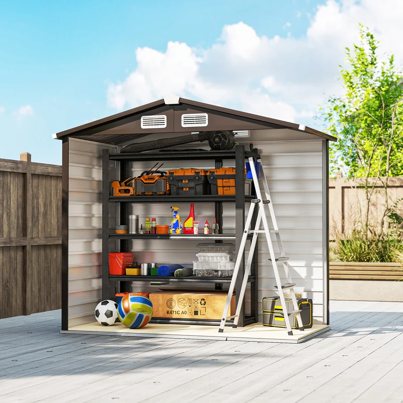 Outsunny Caseta De Jardín Exterior 2,36m² 213x120x194 Cm Roble